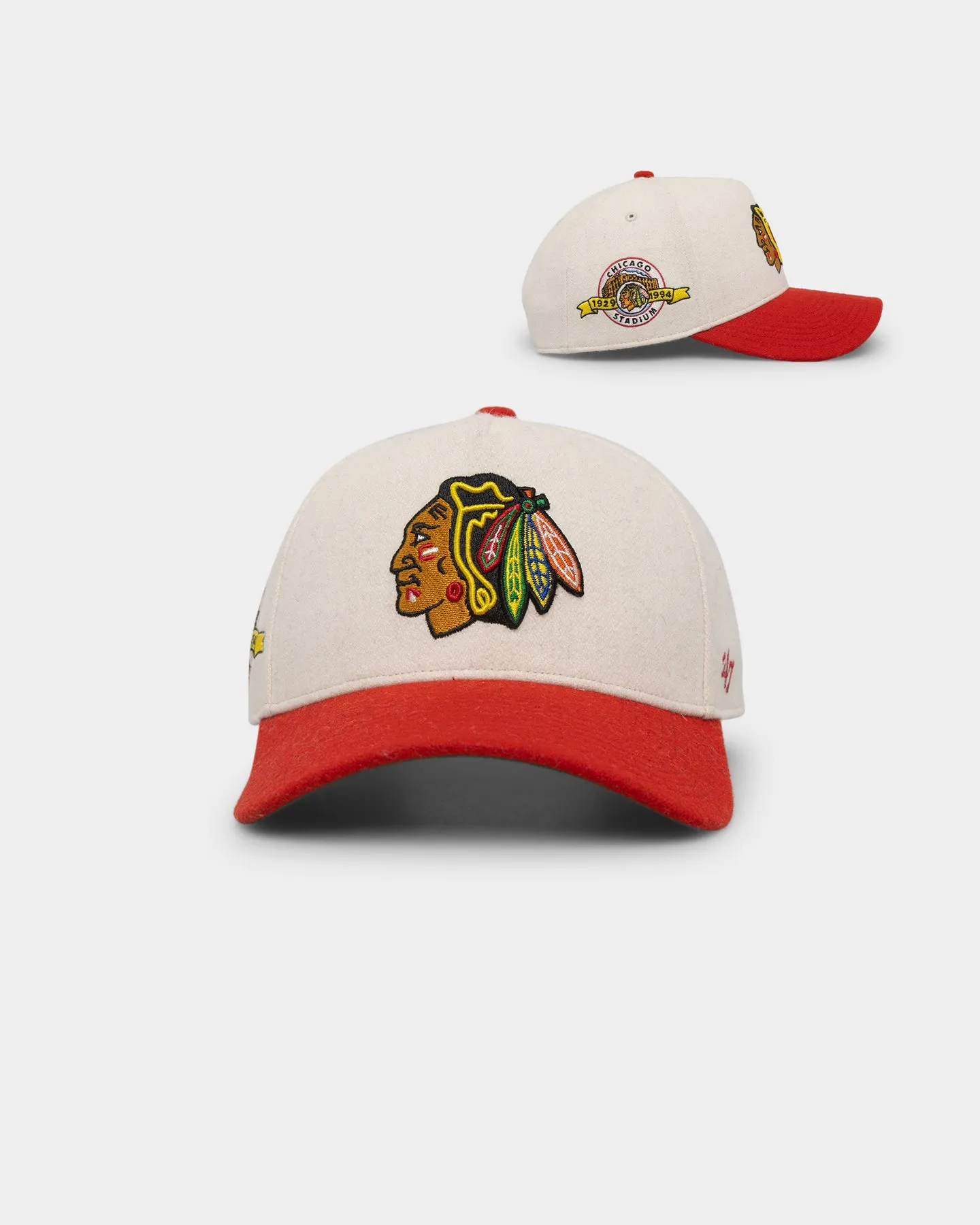 47 Brand Chicago Blackhawks Wooly Offside Sure Shot 47 MVP DT Snapback Natural/Red