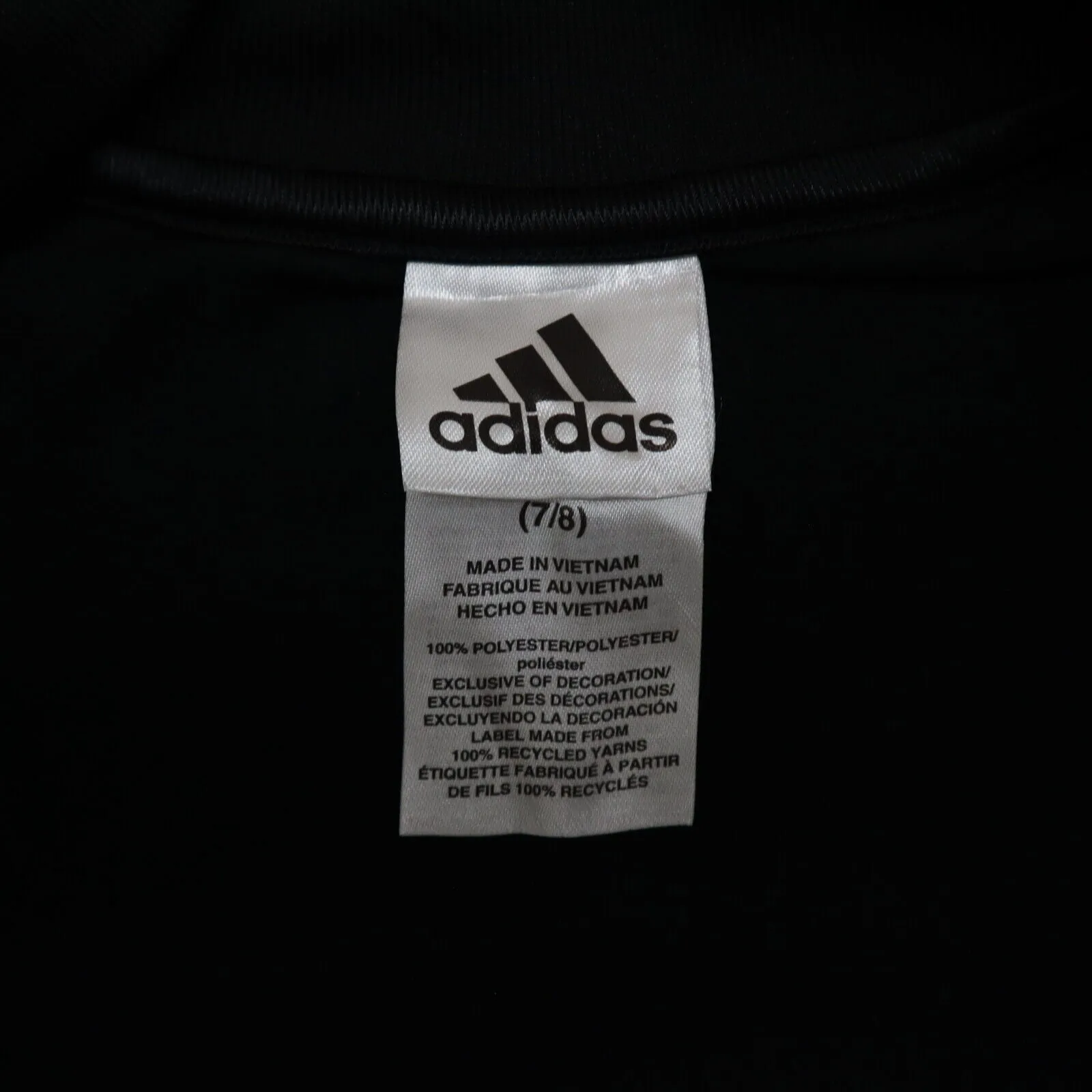 Adidas Boys Long Sleeve Full Zip up Athletic Jacket 3 Stripes Black Size Small