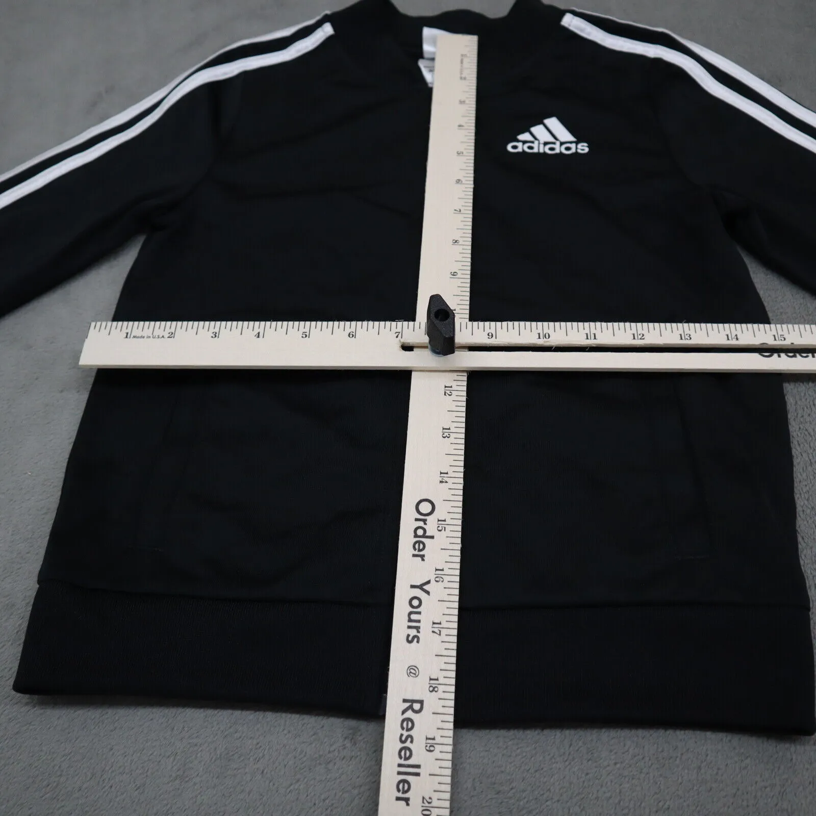 Adidas Boys Long Sleeve Full Zip up Athletic Jacket 3 Stripes Black Size Small