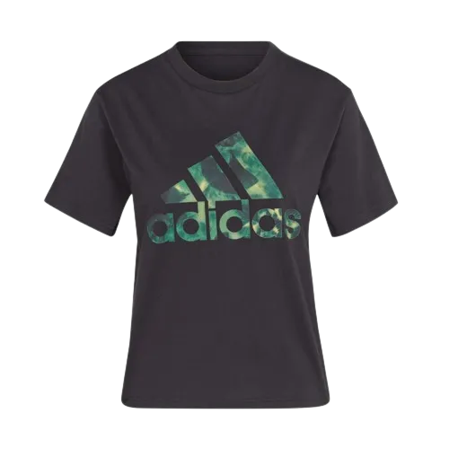 ADIDAS FLORAL GRAPHIC BIG LOGO TEE - WOMENS - BLACK