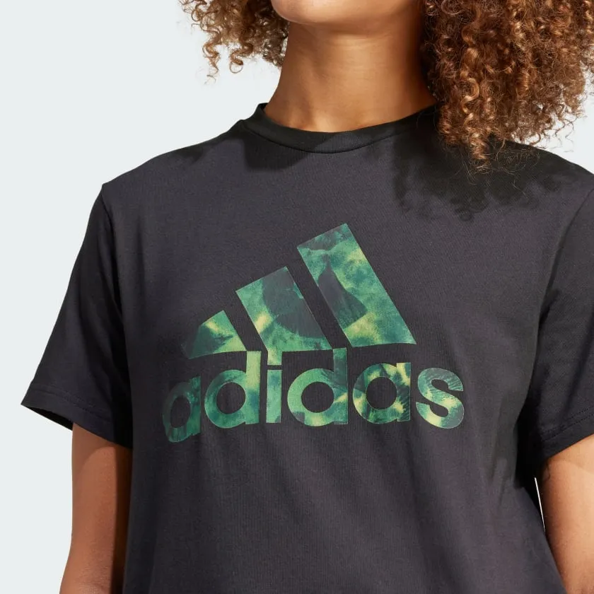 ADIDAS FLORAL GRAPHIC BIG LOGO TEE - WOMENS - BLACK