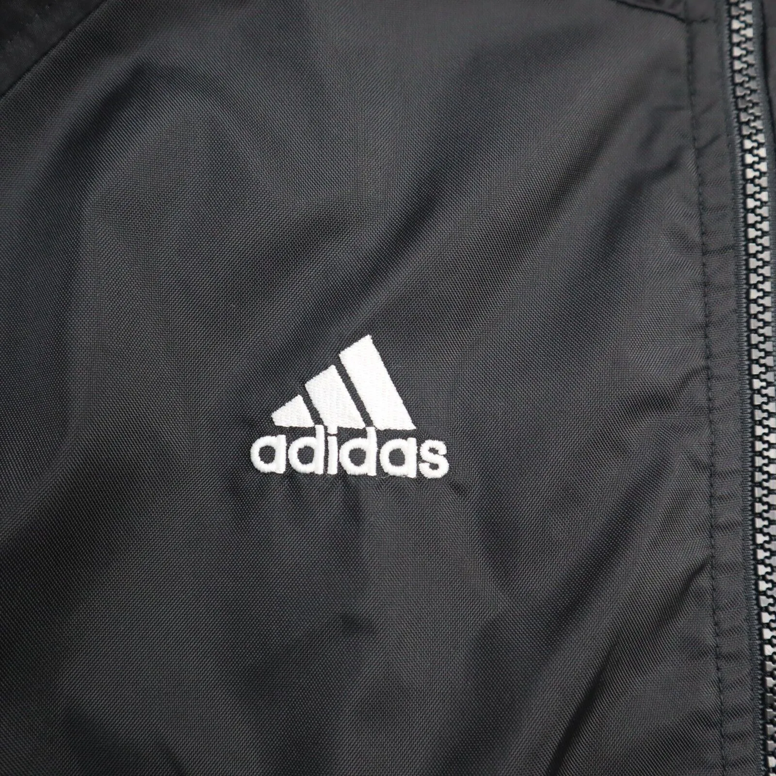 Adidas Men Full Zip Up Windbreaker Jacket Long Sleeve Mock Neck Logo Black SZ XL