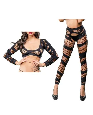 Beverly Hills Naughty Girl Crotchless Mesh & Fishnet Leggings One Size Fits Most