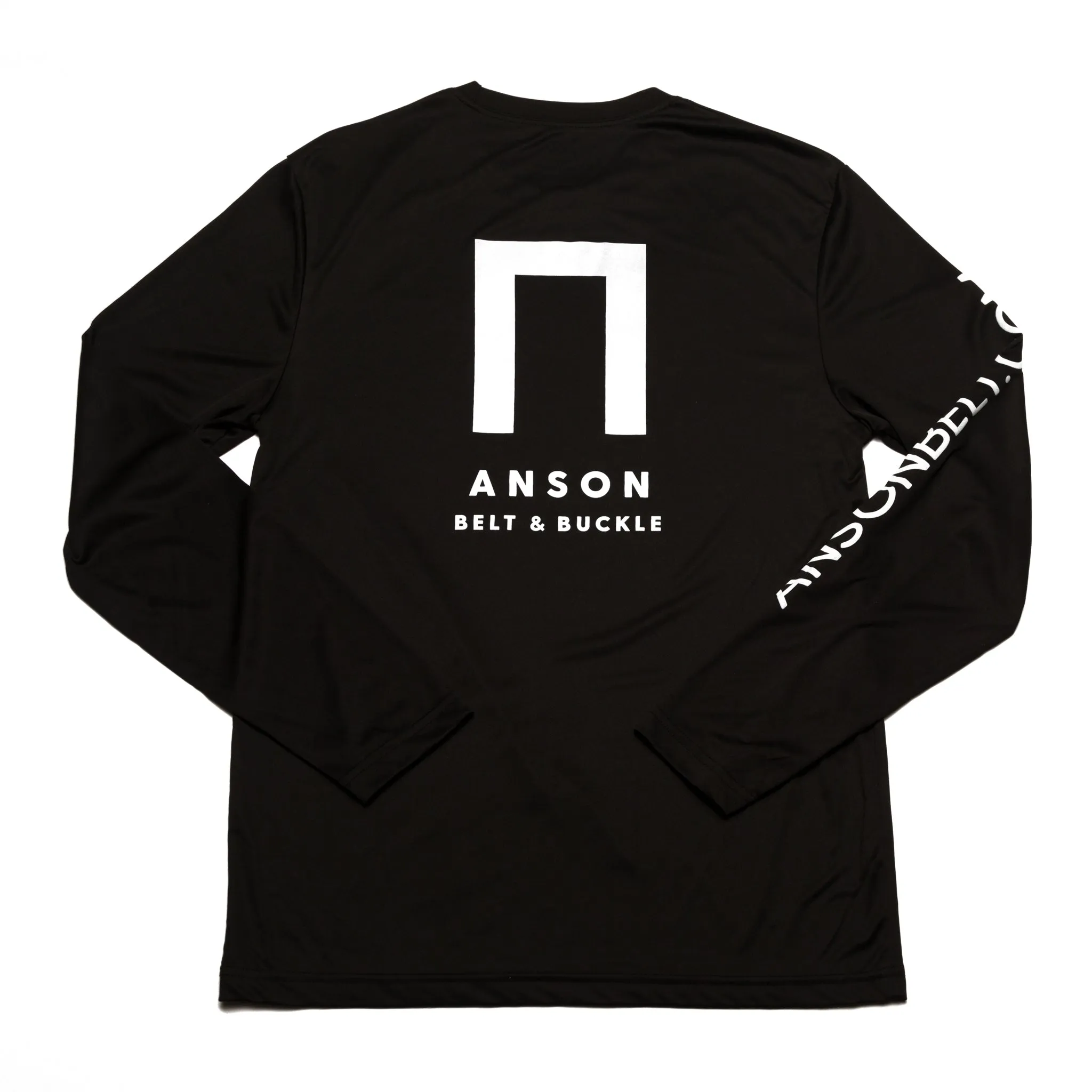 Black Anson Belt Performance Long Sleeve Tee w/ Hanes Sport™ Men's FreshIQ™ Cool DRI® technology