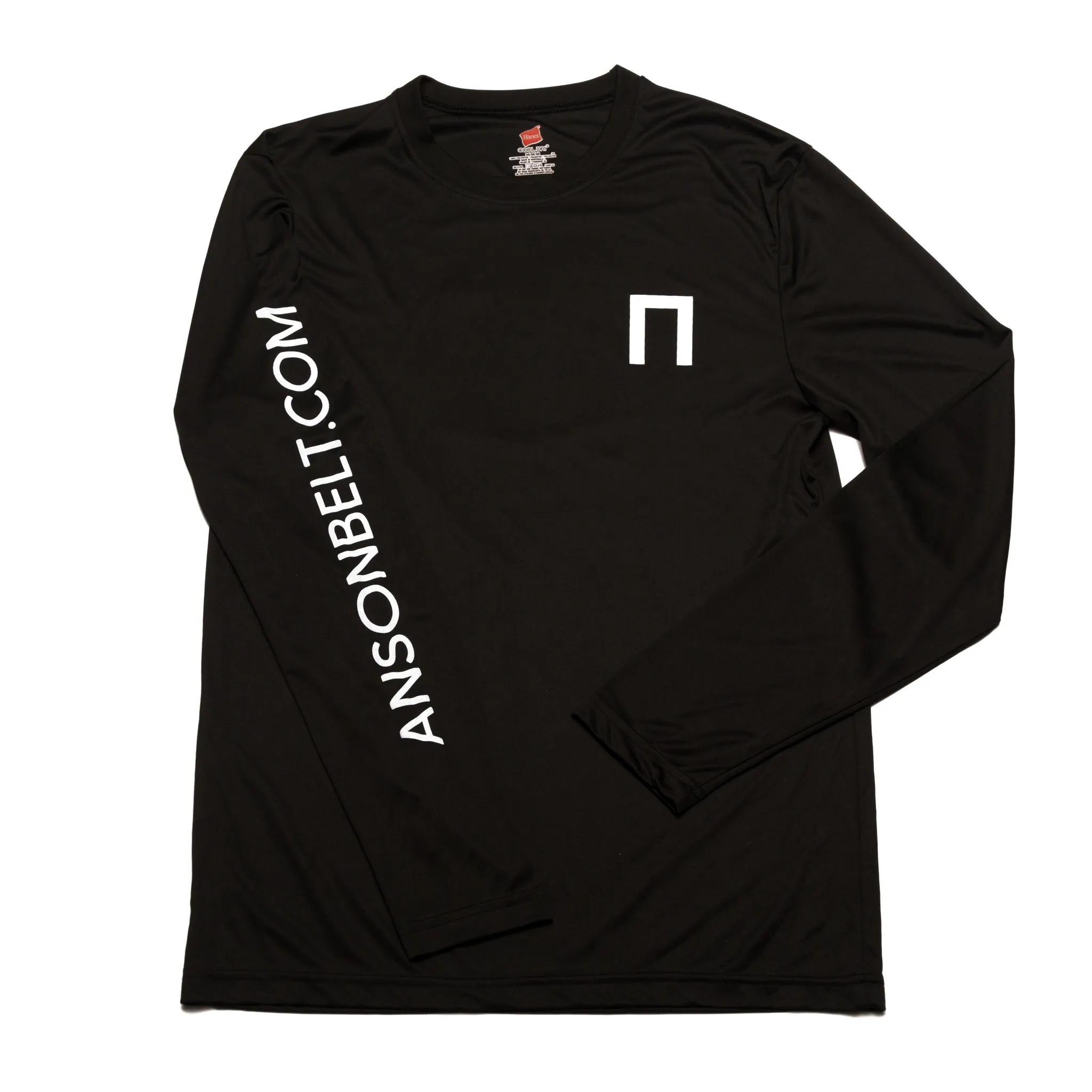 Black Anson Belt Performance Long Sleeve Tee w/ Hanes Sport™ Men's FreshIQ™ Cool DRI® technology