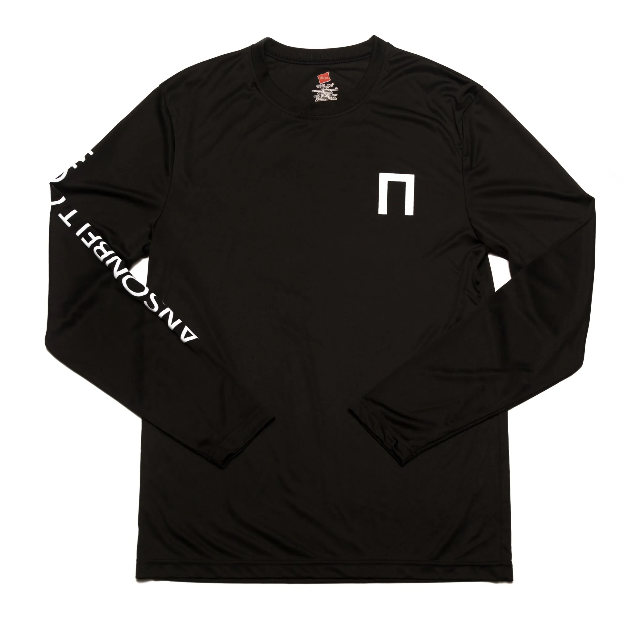 Black Anson Belt Performance Long Sleeve Tee w/ Hanes Sport™ Men's FreshIQ™ Cool DRI® technology