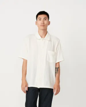 Box Short Sleeve Shirt in White Boucle