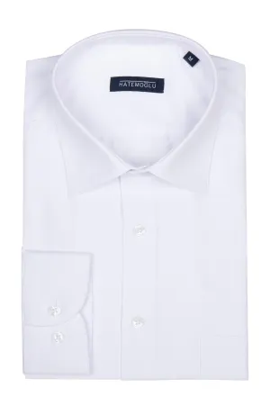 Classic Fit Pin Check Cotton Blend White Dress Shirt