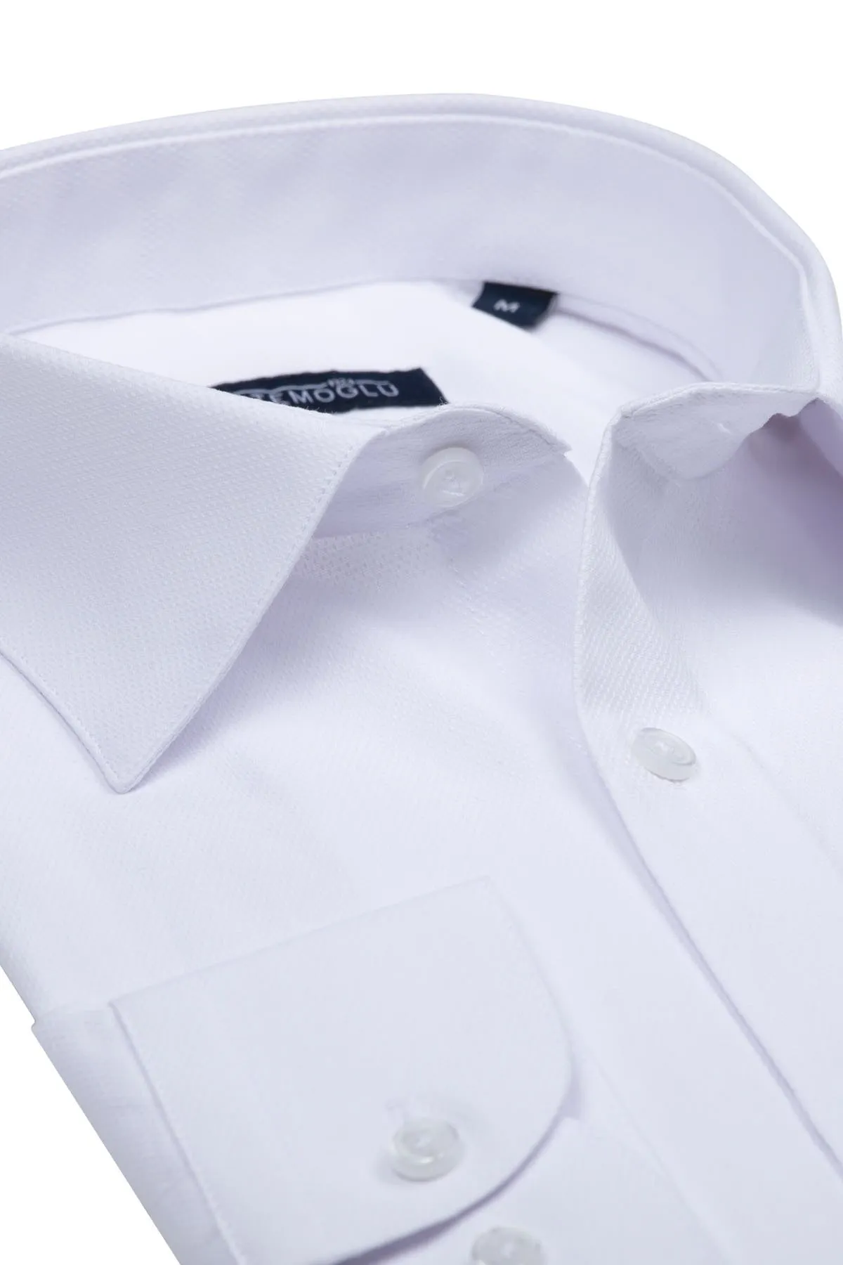 Classic Fit Pin Check Cotton Blend White Dress Shirt