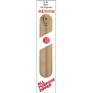 Coats All-Purpose Plastic Zipper 14in Dogwood