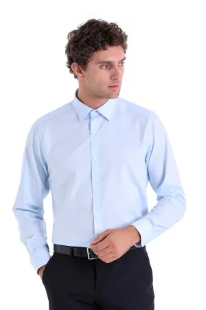 Comfort Fit Long Sleeve Cotton Light Blue Casual Shirt