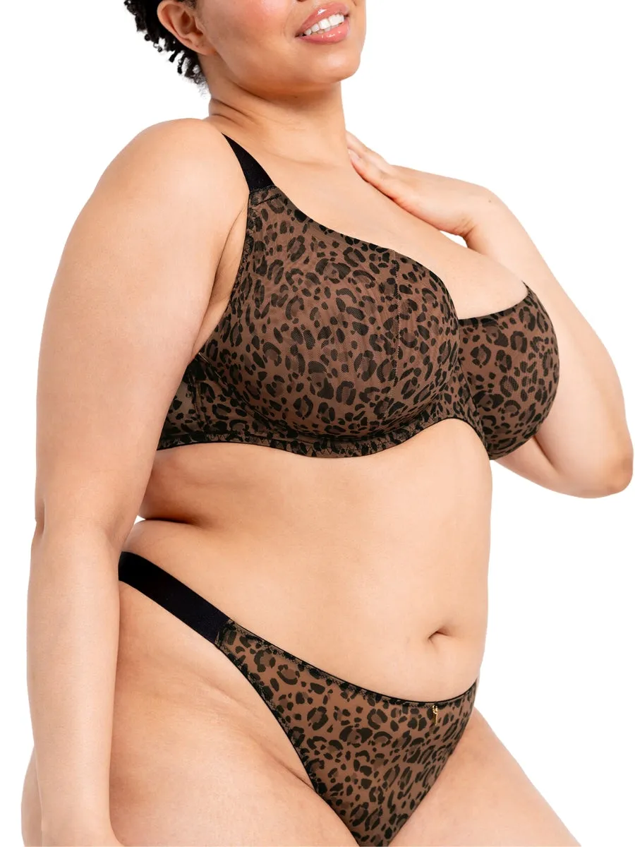 Cool Cat Scooped Balcony Bra - Leopard Brown