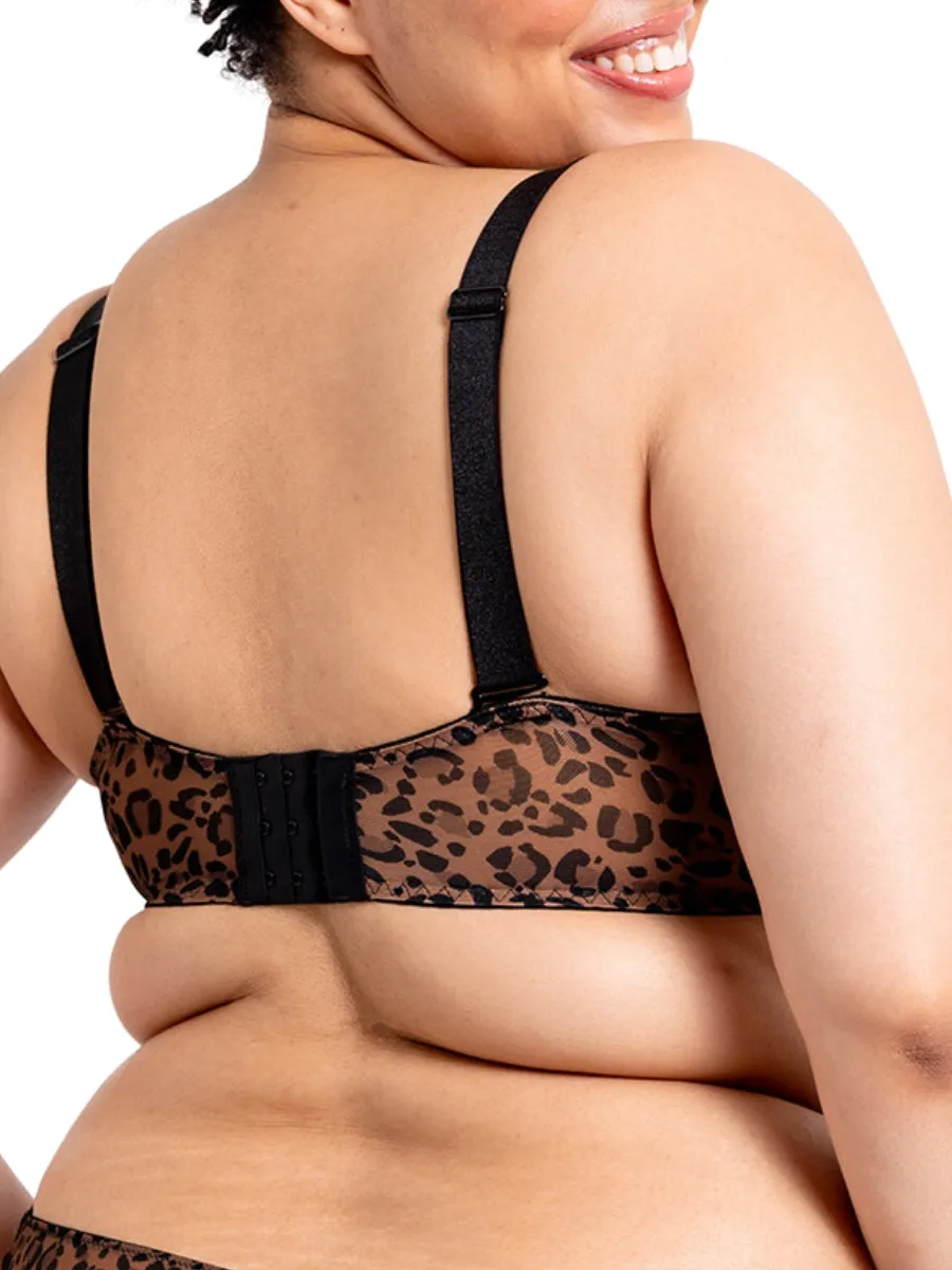 Cool Cat Scooped Balcony Bra - Leopard Brown