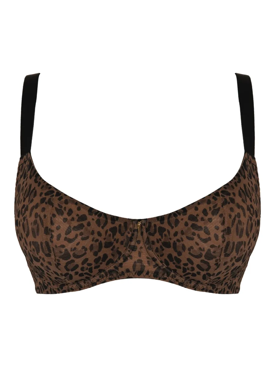 Cool Cat Scooped Balcony Bra - Leopard Brown