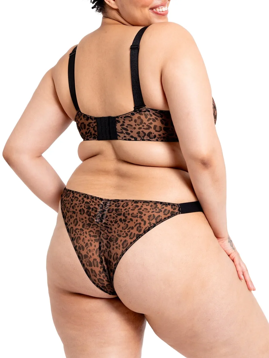 Cool Cat Scooped Balcony Bra - Leopard Brown