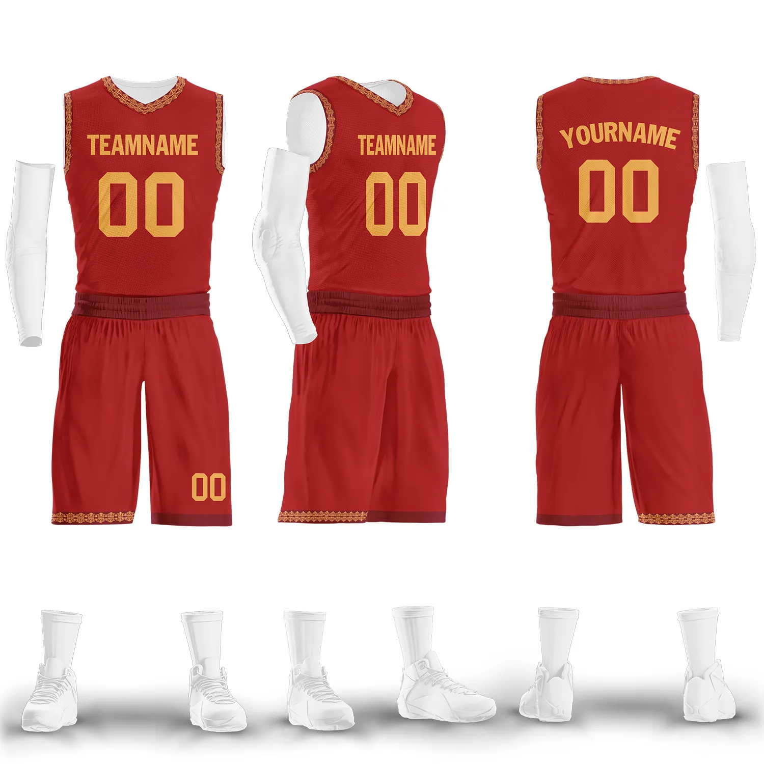 Custom Red Yellow Classic Style Sports Uniform Basketball Jersey BBJ01-bd0a70aa