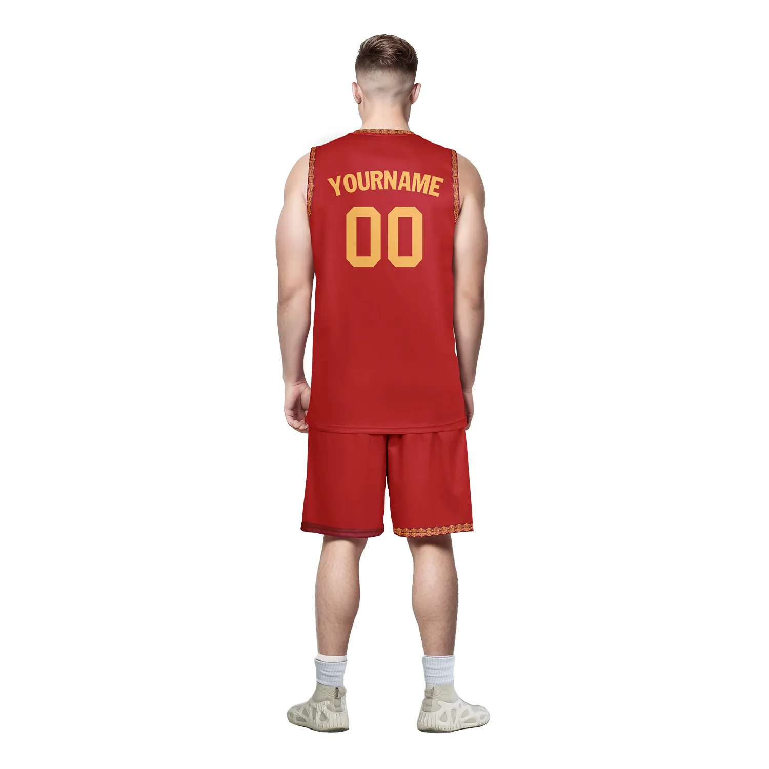 Custom Red Yellow Classic Style Sports Uniform Basketball Jersey BBJ01-bd0a70aa