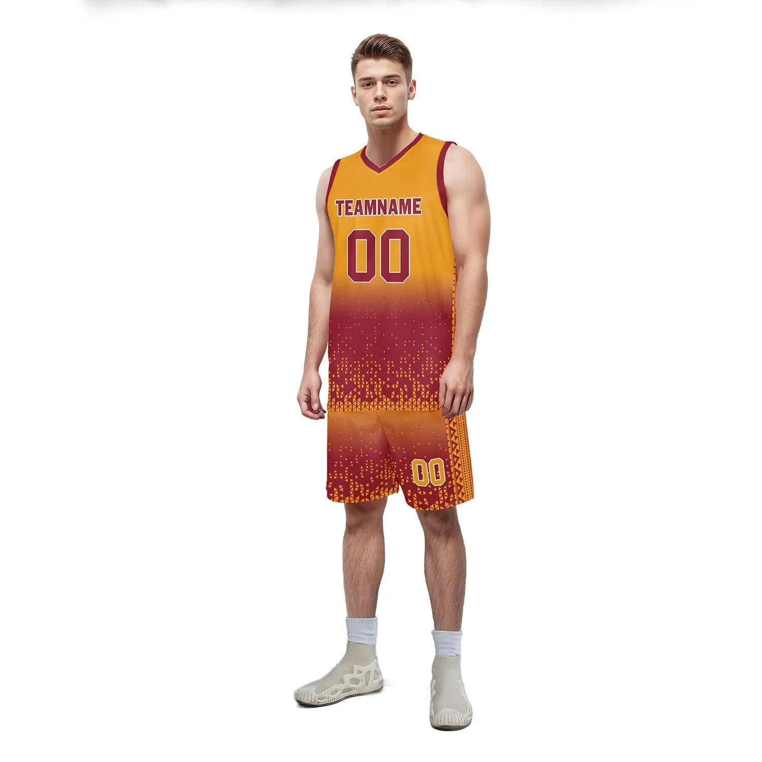 Custom Yellow Orange Fade Fashion Sports Uniform Basketball Jersey BBJ01-D020102-10