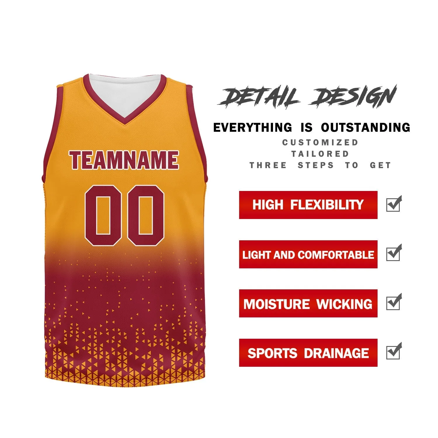 Custom Yellow Orange Fade Fashion Sports Uniform Basketball Jersey BBJ01-D020102-10