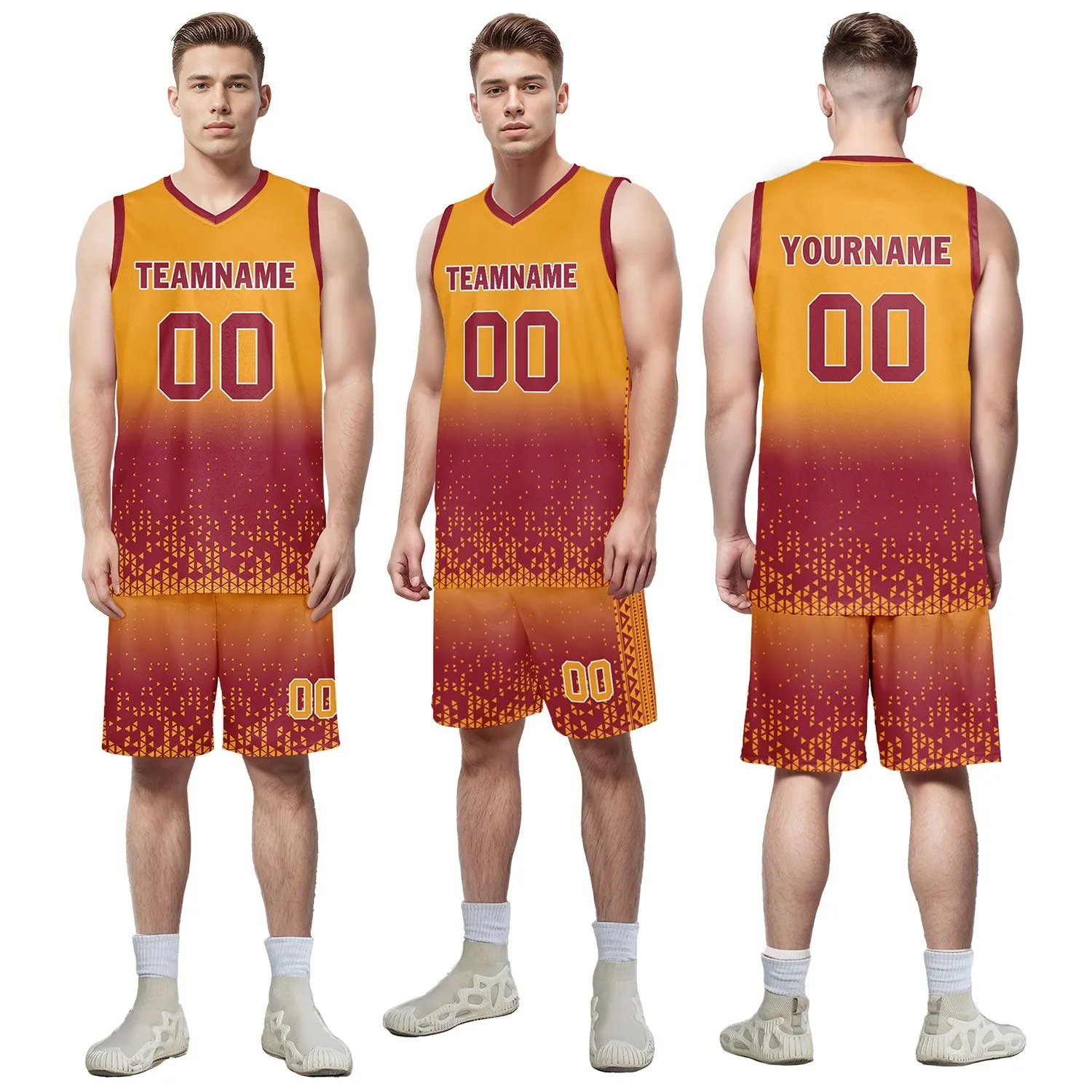 Custom Yellow Orange Fade Fashion Sports Uniform Basketball Jersey BBJ01-D020102-10