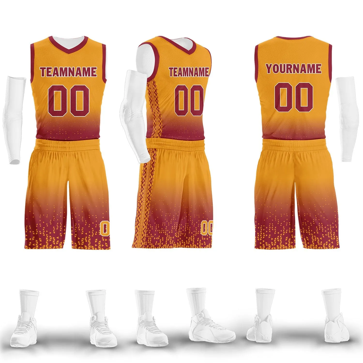 Custom Yellow Orange Fade Fashion Sports Uniform Basketball Jersey BBJ01-D020102-10