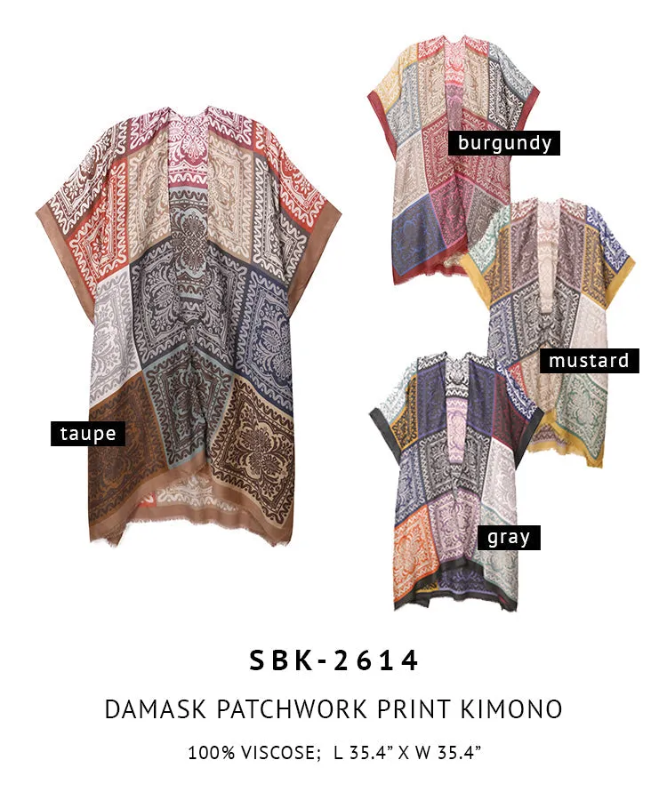 Damask Patchwork Print Kimono