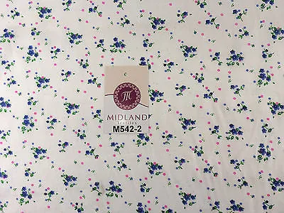 Ditsy Floral Printed on white Super Soft Polycotton Fabric 45" Wide M542 Mtex