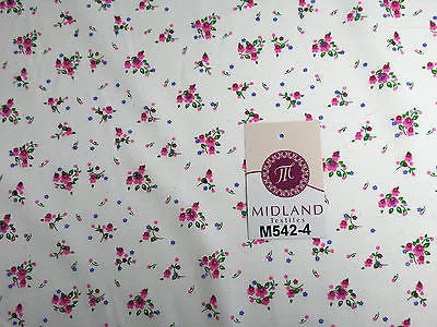 Ditsy Floral Printed on white Super Soft Polycotton Fabric 45" Wide M542 Mtex