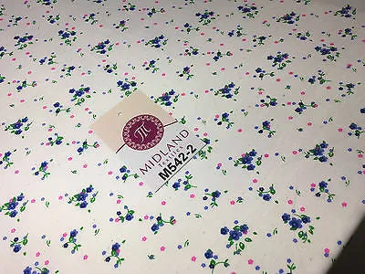 Ditsy Floral Printed on white Super Soft Polycotton Fabric 45" Wide M542 Mtex