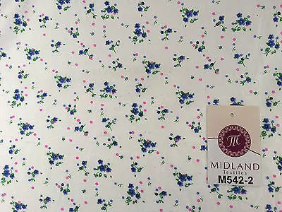 Ditsy Floral Printed on white Super Soft Polycotton Fabric 45" Wide M542 Mtex