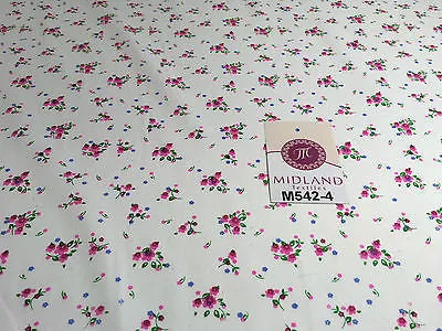 Ditsy Floral Printed on white Super Soft Polycotton Fabric 45" Wide M542 Mtex