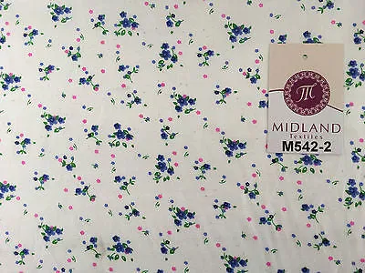 Ditsy Floral Printed on white Super Soft Polycotton Fabric 45" Wide M542 Mtex