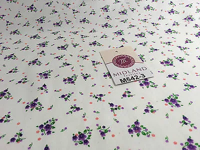 Ditsy Floral Printed on white Super Soft Polycotton Fabric 45" Wide M542 Mtex