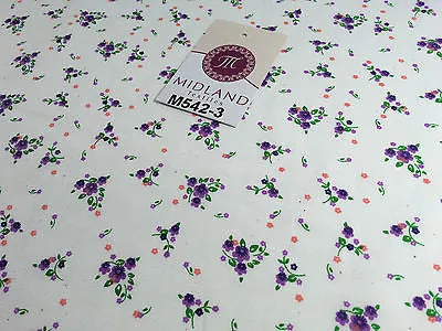 Ditsy Floral Printed on white Super Soft Polycotton Fabric 45" Wide M542 Mtex