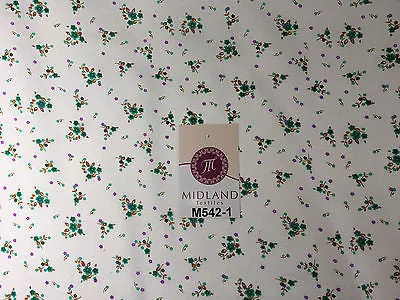 Ditsy Floral Printed on white Super Soft Polycotton Fabric 45" Wide M542 Mtex