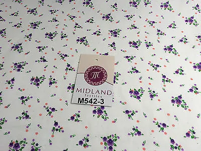 Ditsy Floral Printed on white Super Soft Polycotton Fabric 45" Wide M542 Mtex