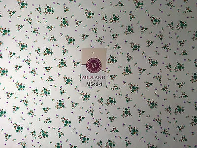 Ditsy Floral Printed on white Super Soft Polycotton Fabric 45" Wide M542 Mtex