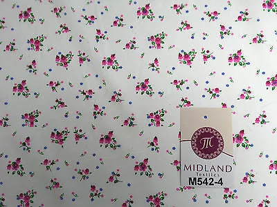 Ditsy Floral Printed on white Super Soft Polycotton Fabric 45" Wide M542 Mtex