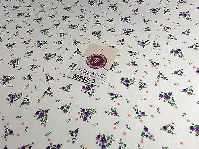 Ditsy Floral Printed on white Super Soft Polycotton Fabric 45" Wide M542 Mtex