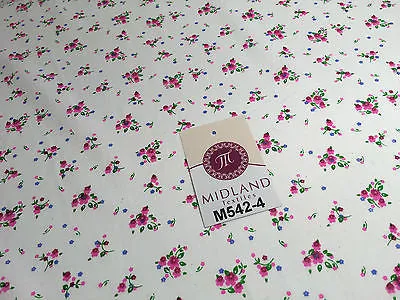 Ditsy Floral Printed on white Super Soft Polycotton Fabric 45" Wide M542 Mtex