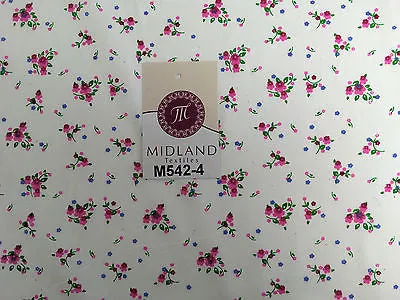 Ditsy Floral Printed on white Super Soft Polycotton Fabric 45" Wide M542 Mtex