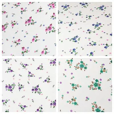 Ditsy Floral Printed on white Super Soft Polycotton Fabric 45" Wide M542 Mtex