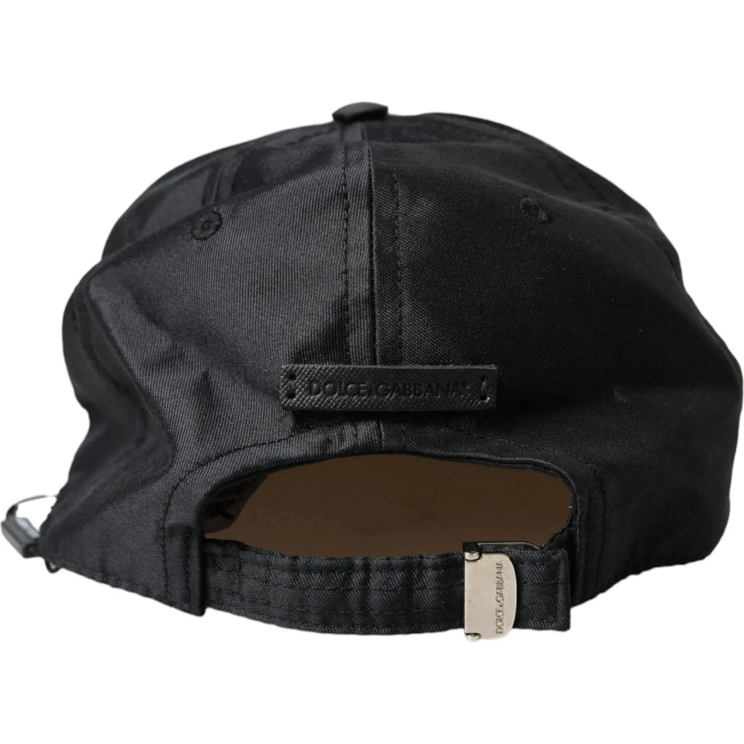 Dolce & Gabbana Black Silk Cotton Logo Baseball Hat Men