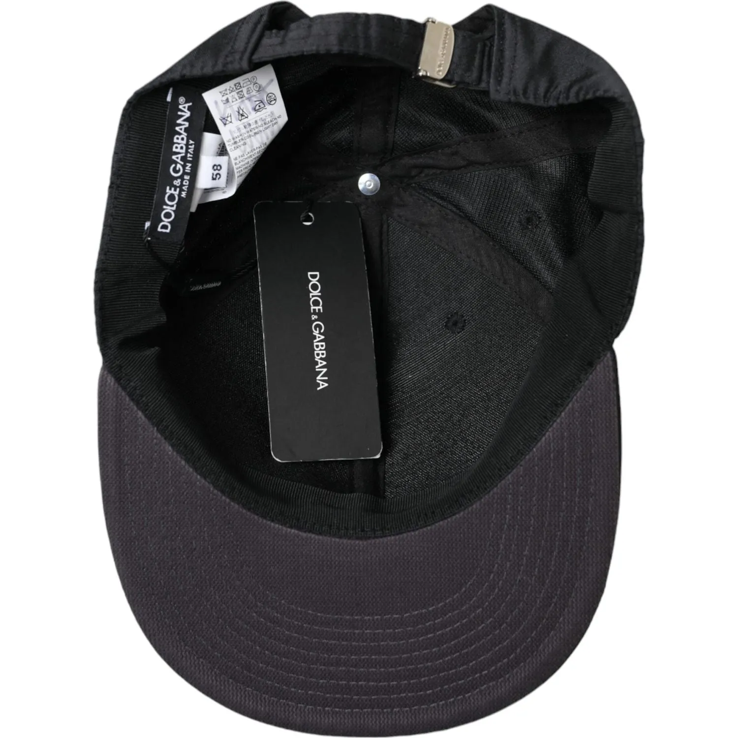 Dolce & Gabbana Black Silk Cotton Logo Baseball Hat Men