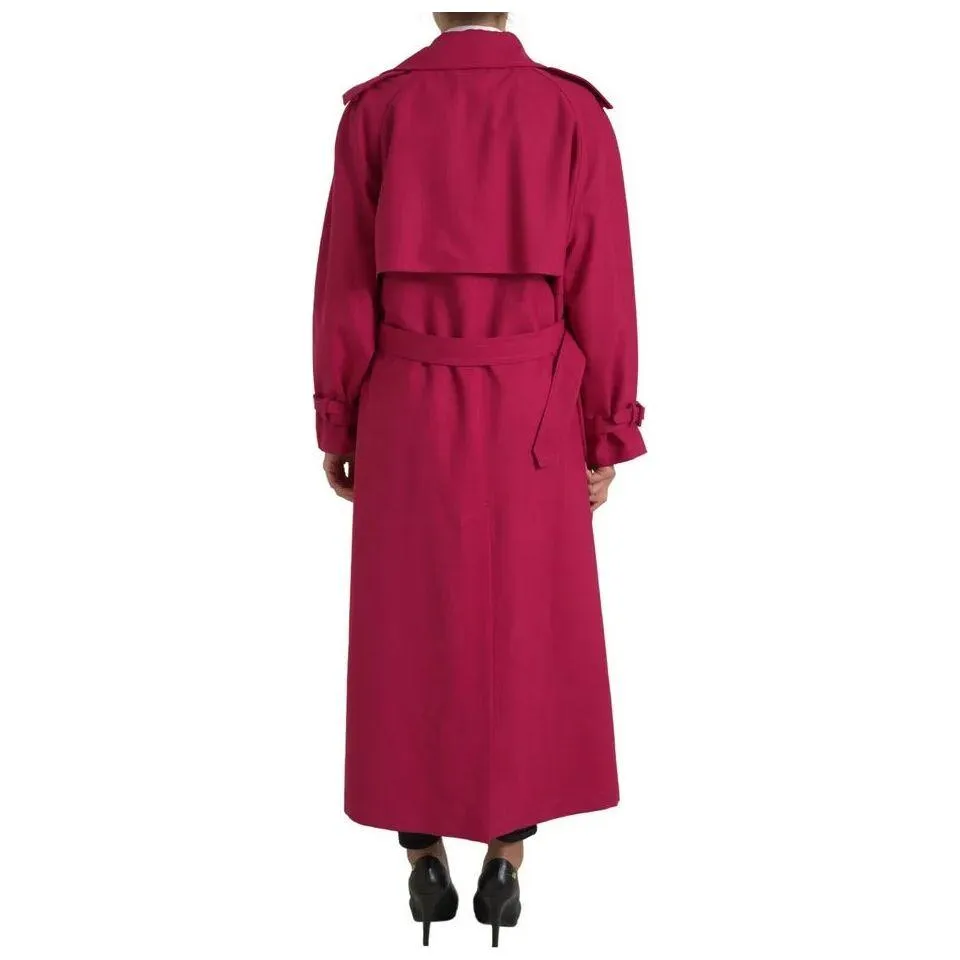 Dolce & Gabbana Dark Pink Double Breasted Trench Coat Jacket