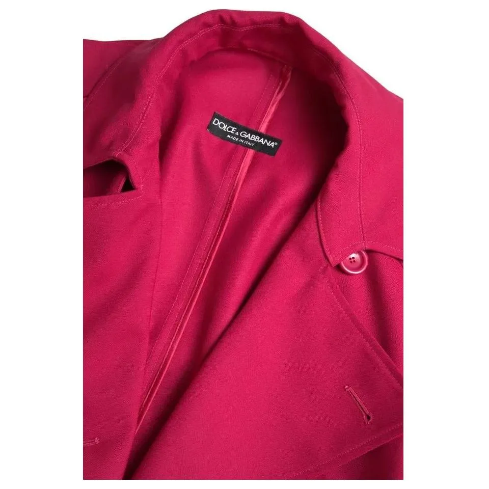 Dolce & Gabbana Dark Pink Double Breasted Trench Coat Jacket