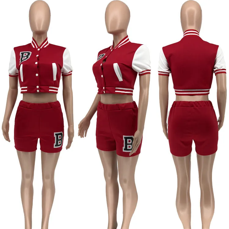 Fashion letter stitching shorts baseball uniform two piece set（AY1782）