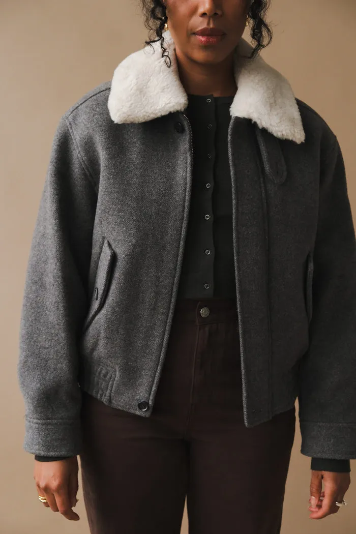 FUR DETACHABLE WOOL CASHMERE BLOUSON