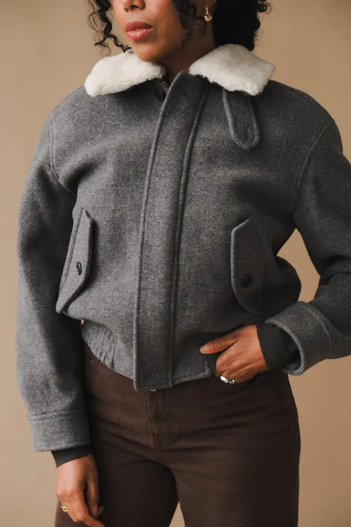 FUR DETACHABLE WOOL CASHMERE BLOUSON