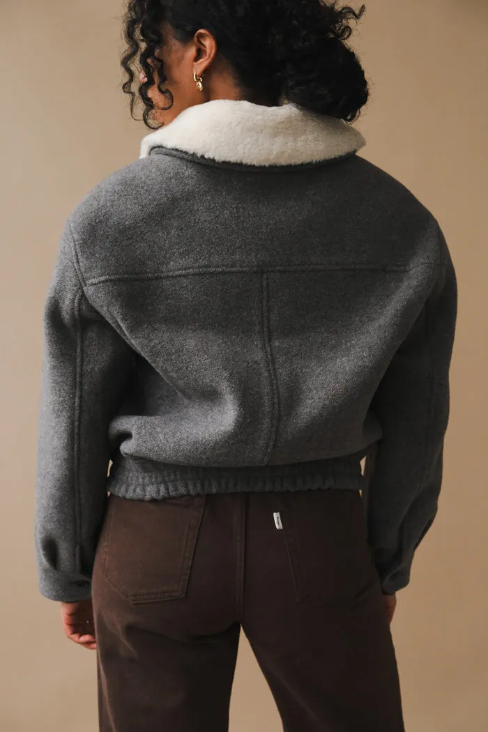 FUR DETACHABLE WOOL CASHMERE BLOUSON